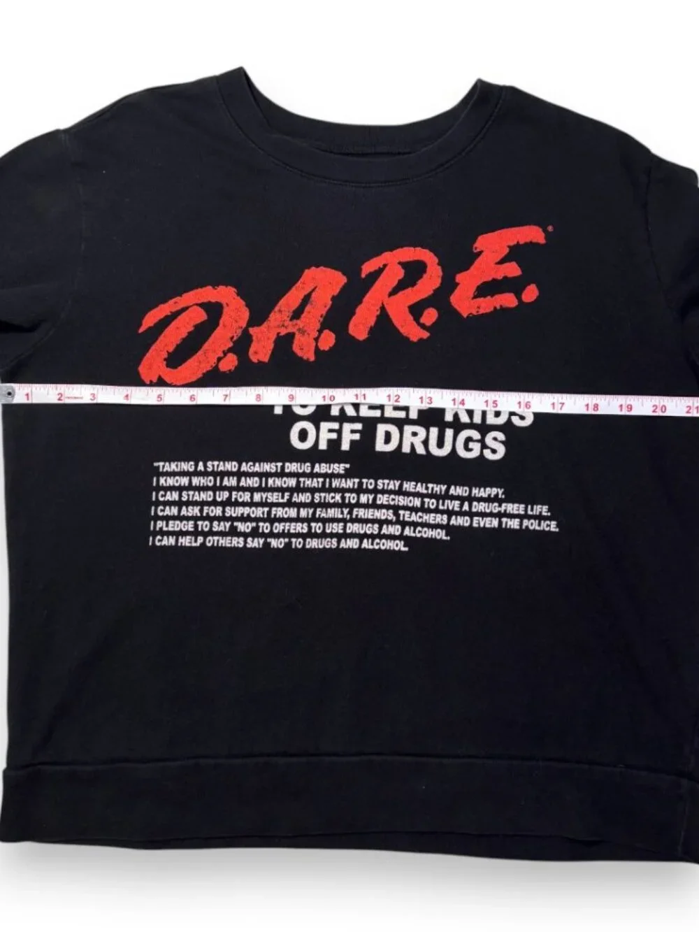 D.A.R.E. Black Crewneck Sweatshirt Vintage Style Retro DARE Y2K 90s Cotton Large